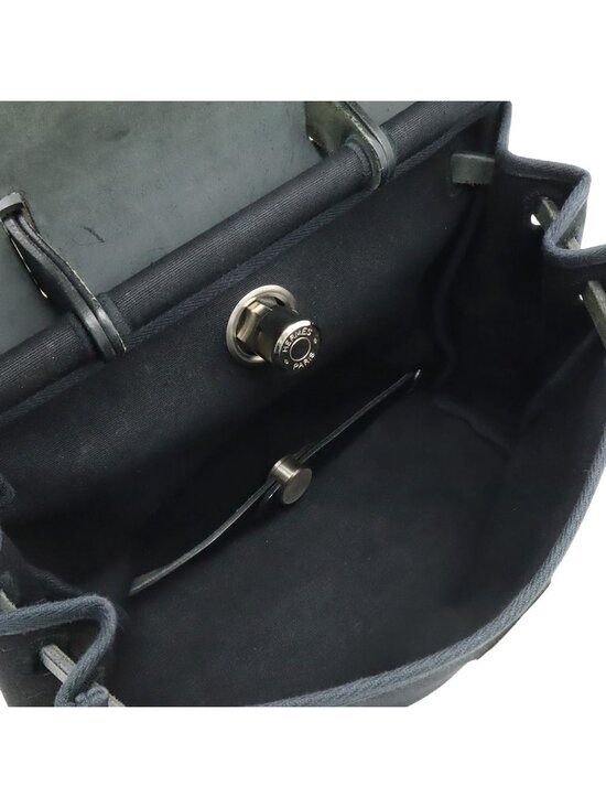 Hermes Herbag a Dos PM Backpack 2-Way Handbag Toile Officier Leather Black main image 5